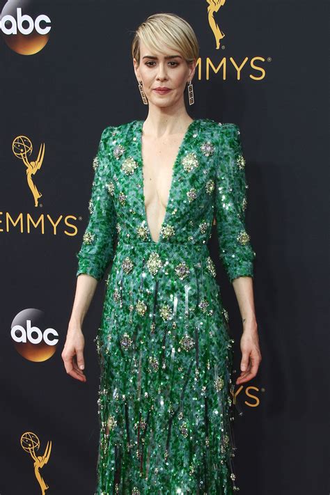 sarah paulson green prada red carpet look|sarah paulson fashion.